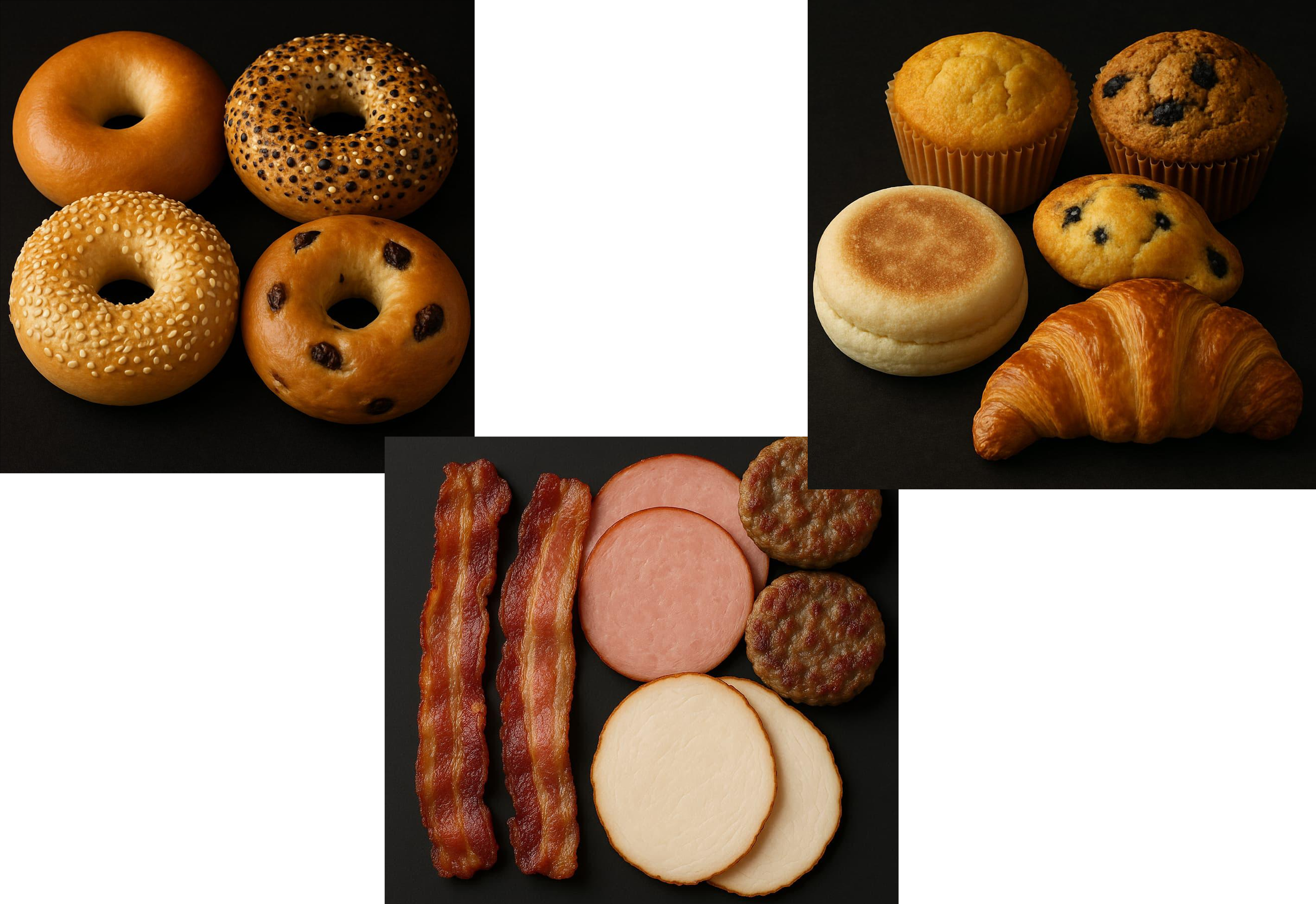 bagels, croisants & bacon